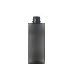 Stock Clear Empty 220ml Cosmetic Packaging Lotion Shampoo Press Bottle PET Black Square Plastic Bottle 0-100% PCR Manufacturer Wholesale Factory Supplier