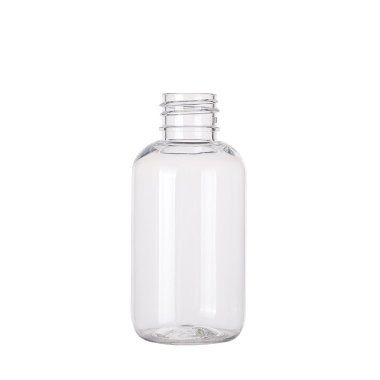 Stock 50ml Clear Transparent Travel Sub Bottle Essential Oil Lotion Sunscreen Cream Spray Bottle PET Round Plastic Bottle Body 0-100% PCR Manufacturer Wholesale Factory Supplier