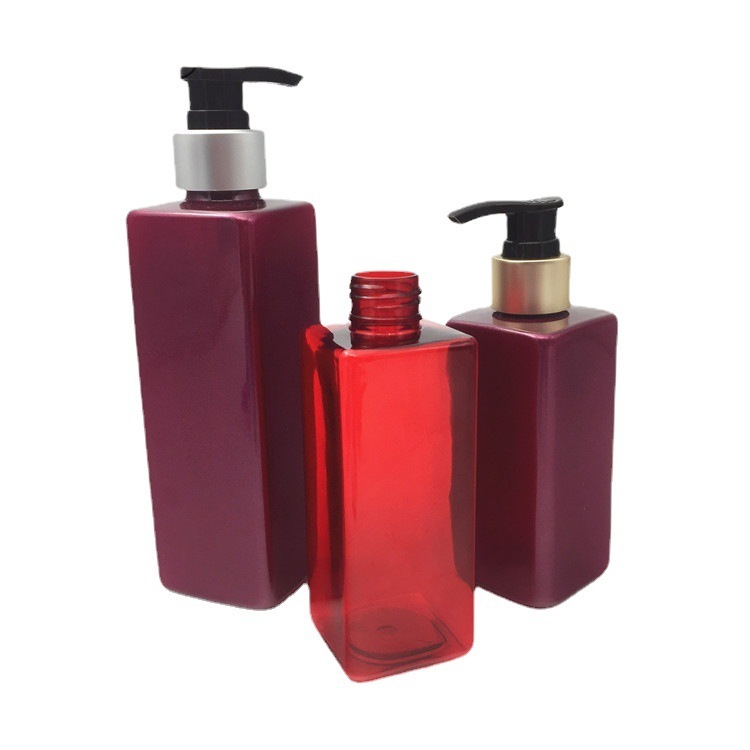 Stock Empty High Quality Cosmetic Packaging Plastic Bottle Shampoo Pump Bottle 100ml 200ml 220ml PET Square Bottl 0-100% PCR Manufacturer Wholesale Factory Supplier