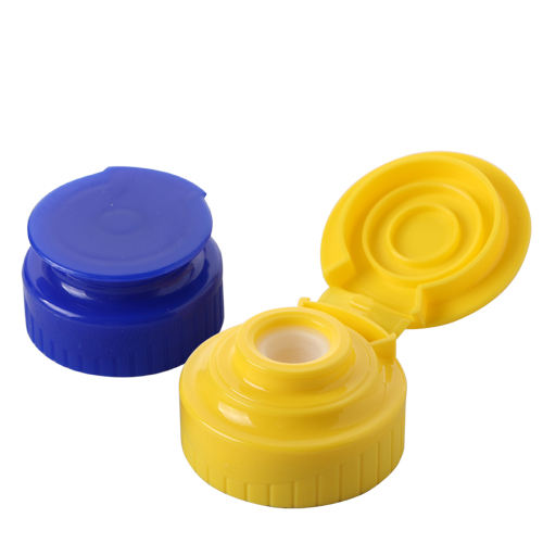 Stock Food grade safety 28/400 38/400 yellow plastic PP flip top screw lid cap with silicone valave manufacturer wholesale supplier factory