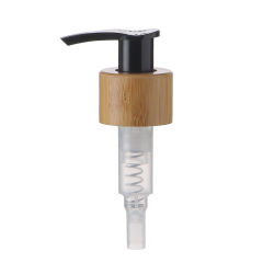 stock 28/410 plastic Lotion pump with bamboo decoration amboo wooden effect dispenser  Manufacturer Wholesale Factory Supplier
