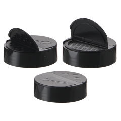 63mm PP black Plastic Double Flip Top Cap lids 7 holes for pepper powder manufacturer wholesale supplier factory