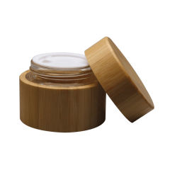stock glass cream jar with bamboo decoration manufacturer wholesale factory supplier