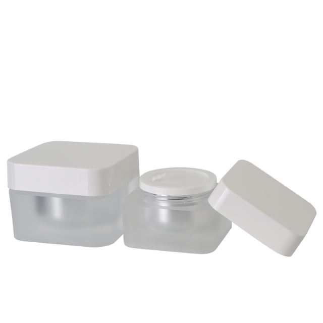 stock 5g,15g,30g,50g Square shape  acrylic jar double frosted wall cream jar manufacturer wholesale factory supplier