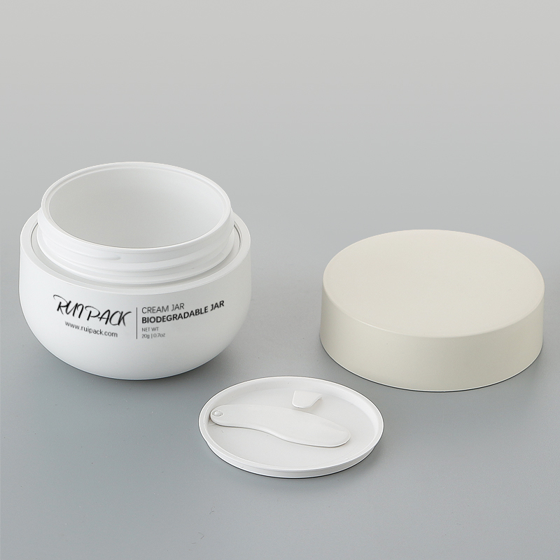 ODM New Eco Friendly Biodegradable PMU Rounded Makeup Remover Cream Jar 30g 50g With Spatula Cream Container