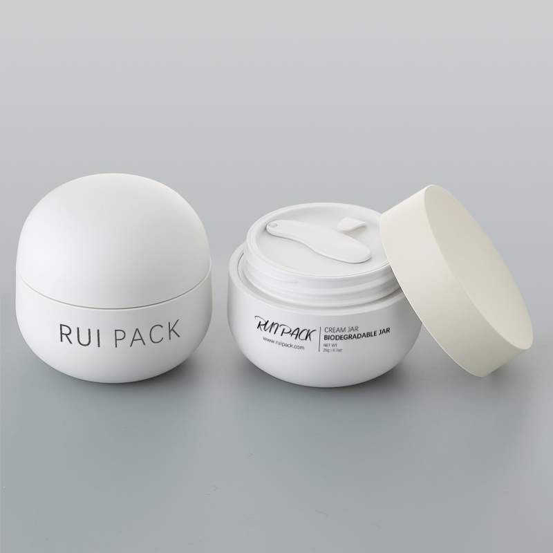 ODM New Eco Friendly Biodegradable PMU Rounded Makeup Remover Cream Jar 30g 50g With Spatula Cream Container