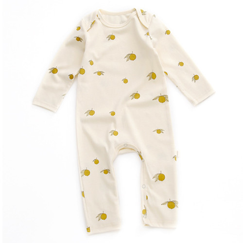 lemon print baby rompers