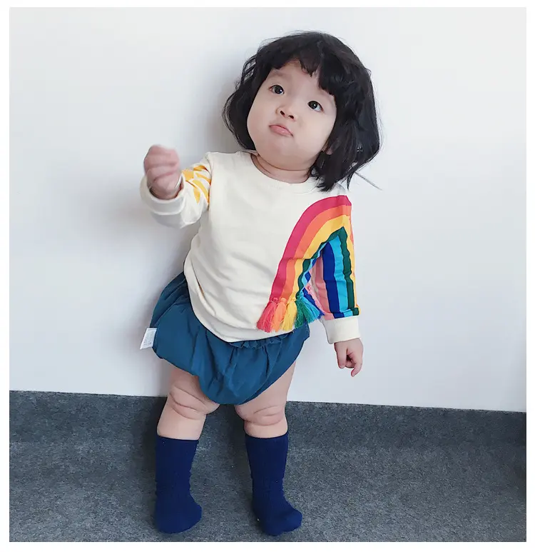 long sleeve rainbow striped shirt,