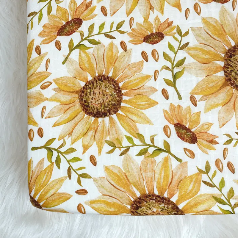 Chrysanthemum digital printed baby cotton fitted sheet