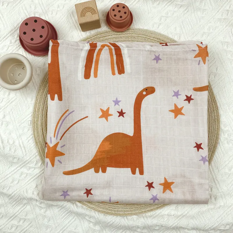 engineering vehicle digital printed muslin baby swaddle1