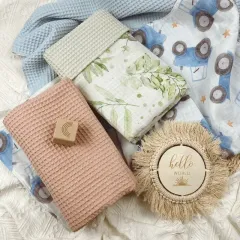 100% cotton waffle weave gauze digital print wrap muslin blankets for newborn baby