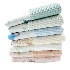 100% cotton waffle weave gauze digital print wrap muslin blankets for newborn baby