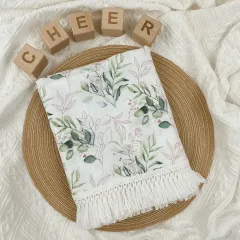 custom 100% cotton so soft cozy knit muslin throw blanket with tassels wholesale
