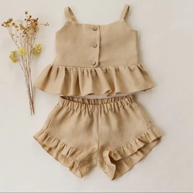 beautiful Linen cotton short sleeve jumpsuit for baby girl