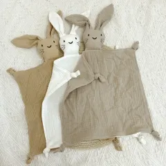 muslin 100% cotton soft rabbit shape newborn baby soothing towel wholesale
