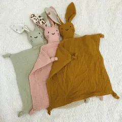 muslin 100% cotton soft rabbit shape newborn baby soothing towel wholesale