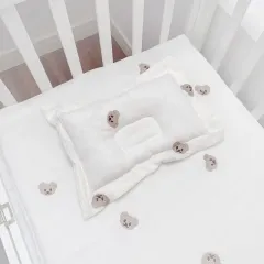 soft breathable bear printed cotton muslin newborn head shaping pillow hot sale