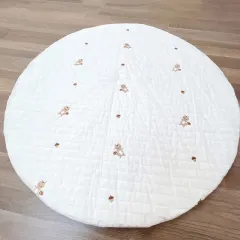 3 layers muslin cotton white circle mat cushion for baby crawling playhouses