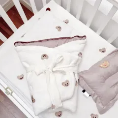 Draps ajustés modernes pour lit de bébé en mousseline de coton à impression numérique