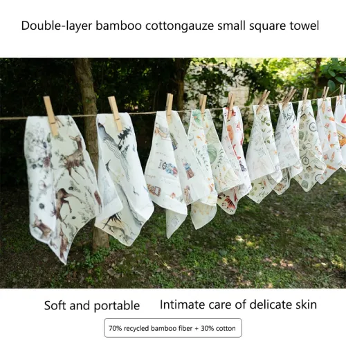 2 packs reusable digital printed bamboo cotton handkerchief tower bibs for baby