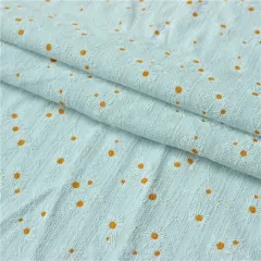 cotton muslin jacquard fabric by the yard with daisies print hot sale