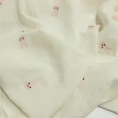 custom embroidered double gauze fabric