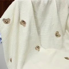 custom embroidered double gauze fabric