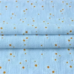 cotton muslin jacquard fabric by the yard with daisies print hot sale