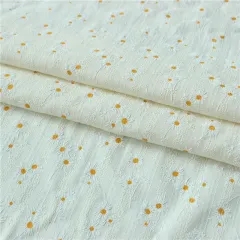 cotton muslin jacquard fabric by the yard with daisies print hot sale