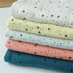 100% natural cotton double layer muslin starfish print fabric