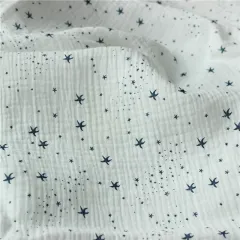 100% natural cotton double layer muslin starfish print fabric