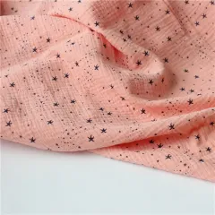 100% natural cotton double layer muslin starfish print fabric