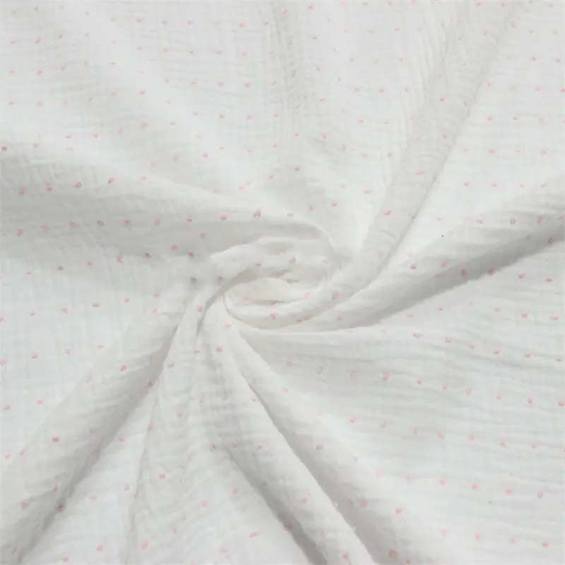 Double cotton muslin fabric with dots -off white