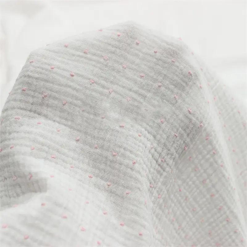 double cotton muslin fabric with dots