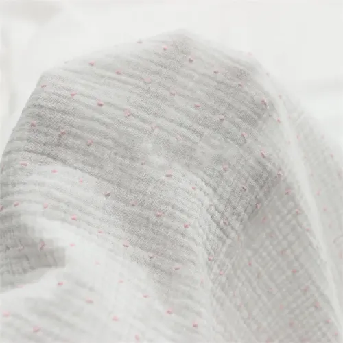 Double cotton muslin fabric with dots -off white