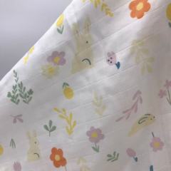 Custom Bamboo Cotton Muslin Gauze Fabric Wholesale | Large Square Grid