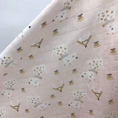 Custom Bamboo Cotton Muslin Gauze Fabric Wholesale | Large Square Grid
