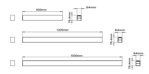 Spleißbares lineares LED-Bürolicht, B63 * H78 mm mit beliebiger Länge ist optional, 120 lm / W, Parameter können angepasst werden.