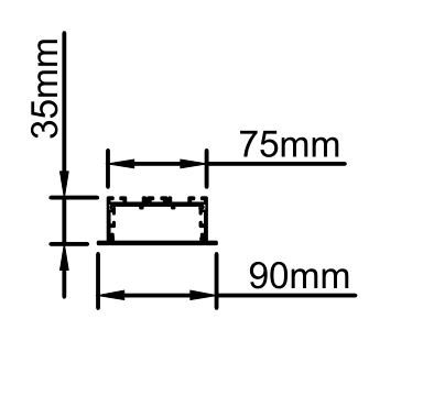 Luz lineal led empotrada, W75 * H35 / W90 * H35, tamaño abierto: W60mm o W75mm