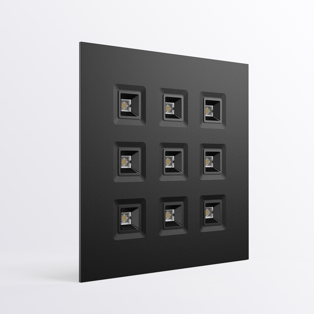 Rhea 9 パネル ライト - 低グレア UGR < 13、高効率 150 lm/w、オフィス、ショッピング モール、地下鉄、ロビーなどに最適。