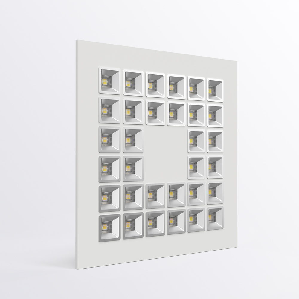 Rhea 32 モジュラーパネルライト 高効率 LED パネルライト 160 lm/W | UGR<16 オフィス照明 | 工具不要で交換可能なモジュール | スマートな調光コントロール