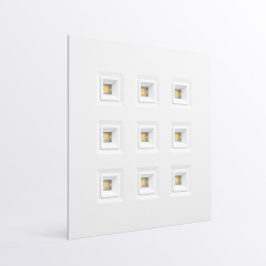 Rhea 9 パネル ライト - 低グレア UGR < 13、高効率 150 lm/w、オフィス、ショッピング モール、地下鉄、ロビーなどに最適。