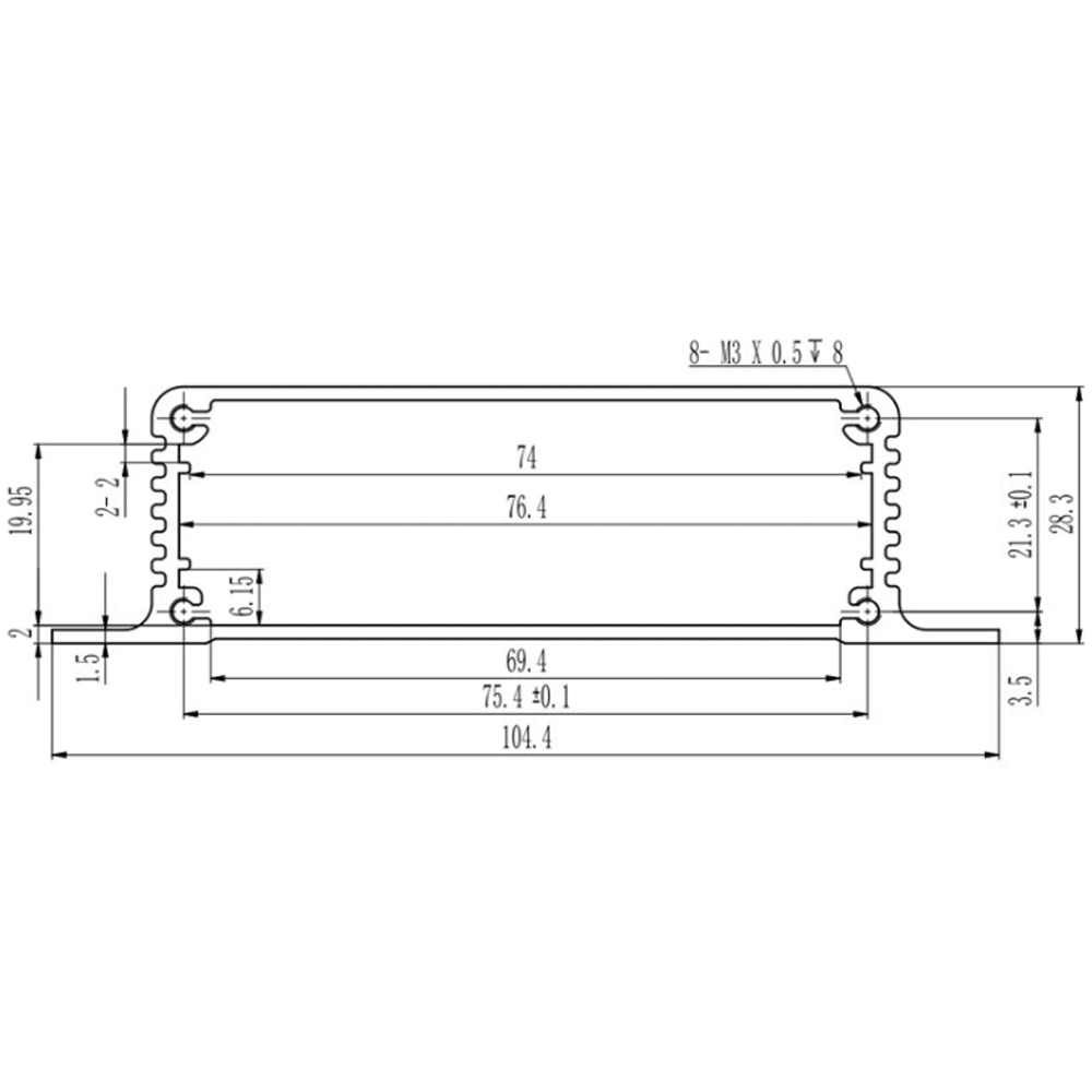 104*28mm-L aluminum enclosure extruded aluminum box cases for PCB