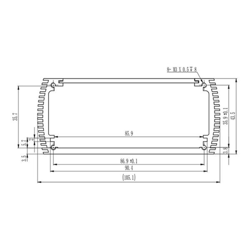 105*43.5mm OEM electronic box extrusion aluminum enclosure for pcb