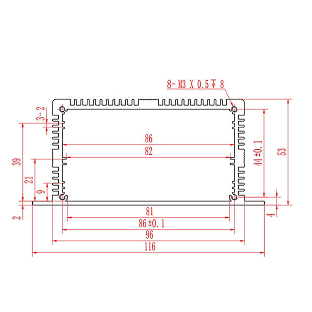 116*53mm Aluminum Extrusion CNC milling extruded aluminum enclosure electronics enclosure for PCB