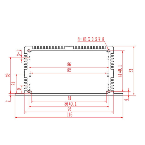 116*53mm Aluminum Extrusion CNC milling extruded aluminum enclosure electronics enclosure for PCB