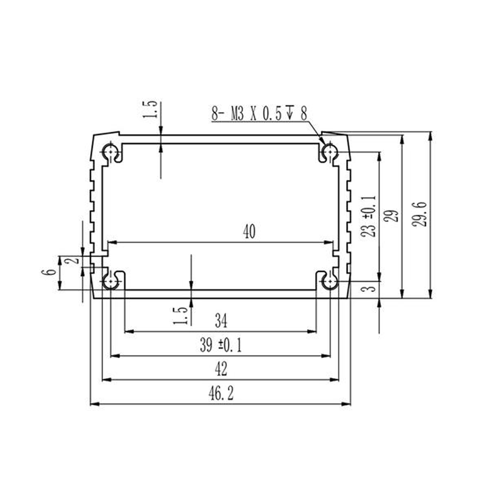 46.2*29.6mm China extruded aluminium electronic power distribution enclosure supply