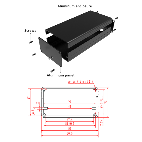 56*60mm electrical handheld custom aluminum extrusion boxes for pcb