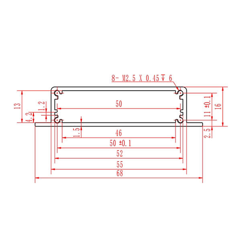 68*16mm aluminum profile extrusion electronics cases electrical box manufacturer