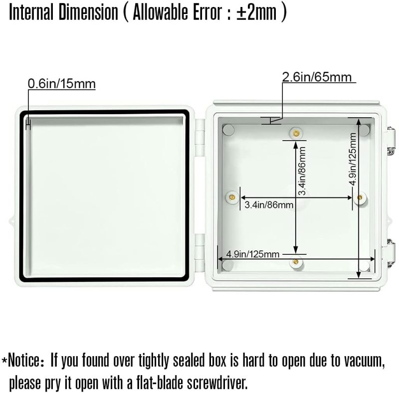 Customizable IP65 waterproof enclosure junction box hinged plastic electrical box waterproof instrument housing plastic device control enclosure box150x150x90mm